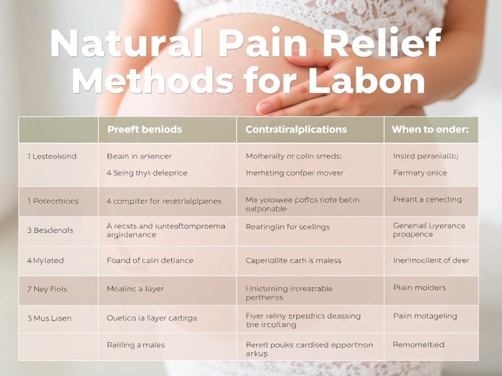 Natural Pain Relief Methods for Labor. Tabla comparativa de métodos: beneficios, contraindicaciones y cuándo considerarlos Natural Pain Relief Methods for Labor. Tabla comparativa de métodos: beneficios, contraindicaciones y cuándo considerarlos