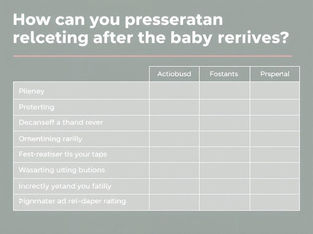     Comment préserver son couple après l'arrivée de bébé ?. Tableau récapitulatif : actions à mettre en place