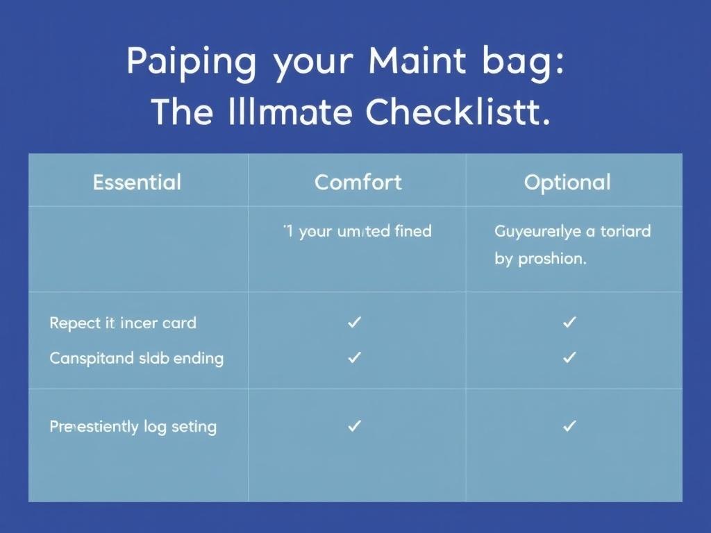     Préparer sa valise de maternité : La checklist ultime.. Tableau récapitulatif : essentiel, confort, optionnel